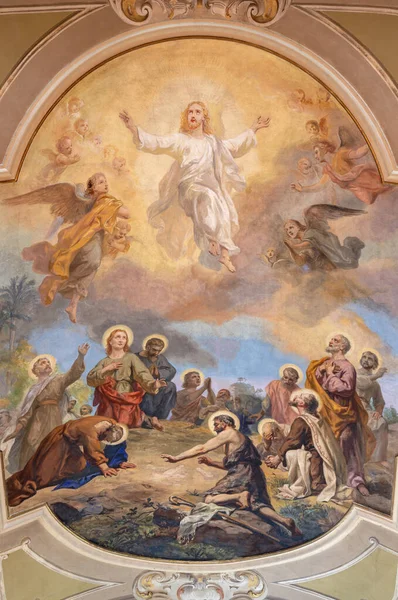 Belaggio Włochy Maj 2015 Fresk Wniebowstąpienia Pańskiego Kościele Santa Maria — Zdjęcie stockowe