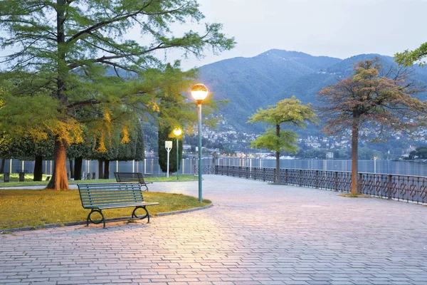 Como Promenada Orașului Lacului Como Dimineața — Fotografie, imagine de stoc