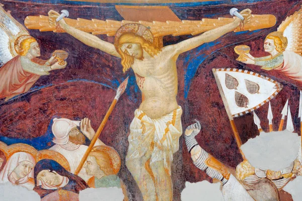 Como Italia Maggio 2015 Antico Affresco Della Crocifissione Chiesa Basilica — Foto Stock