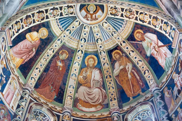 Como Italien Maj 2015 Fresken Med Jesus Och Helgonen Peter — Stockfoto