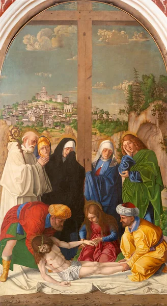 Malcesine Italie Juin 2019 Peinture Dépôt Croix Dans Église Chiesa — Photo