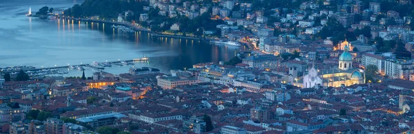 Como Cidade Com Catedral Lago Como Entardecer — Fotografia de Stock