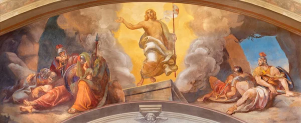 Como Italy May 2015 Fresco Resurrection Jesus Church Chiesa San – stockfoto