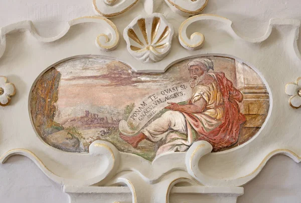 Taormina Italy April 2018 Fresco Prophet Haggai Church Chiesa San — Stock Photo, Image