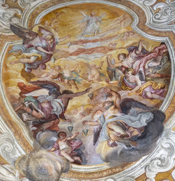 Catania Italy April 2018 Vault Fresco Apotheosis Saint Benedict Church — 스톡 사진