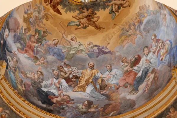 Catania Italia Huhtikuu 2018 Fresco Apotheosis Ignace Cupola Church Chiesa — kuvapankkivalokuva