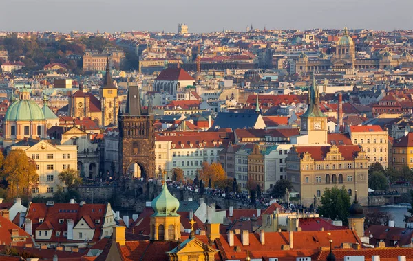 Prag Staden Karlsbron Och Kvällsljuset — Stockfoto