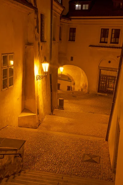 Прага Портики Проходы Квартале Мала Страна Ночью — стоковое фото