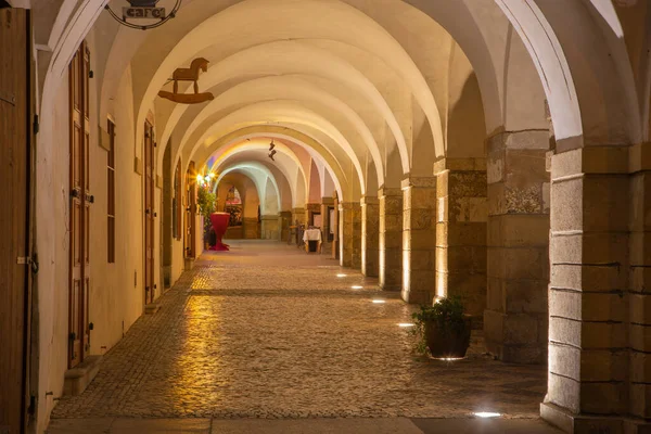 Prague Les Portiques Quartier Mala Strana Nuit — Photo