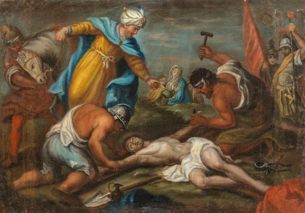 Malcesine Włochy Czerwca 2019 Obraz Jezusa Przybity Krzyża Część Crucis — Zdjęcie stockowe