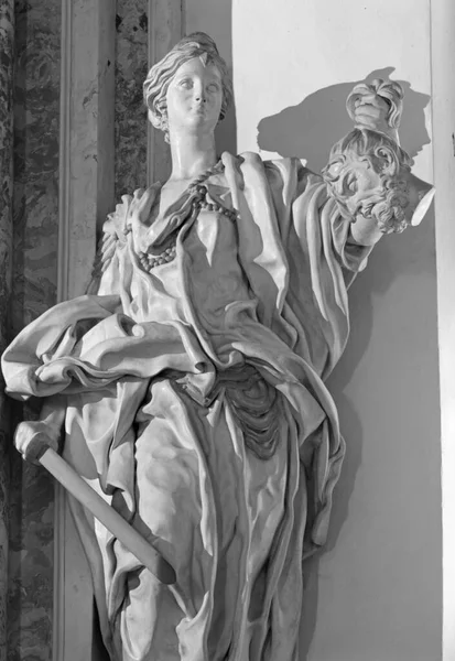 Arco Włochy Czerwca 2018 Posąg Judyty Kościele Chiesa Collegiata Dell — Zdjęcie stockowe