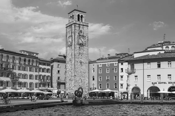 Riva Del Garda Italy June 2019 Harbor Torre Apponale Tower — 스톡 사진