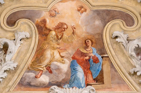 Riva Del Garda Italia Junio 2019 Fresco Techo Anunciación Chiesa — Foto de Stock