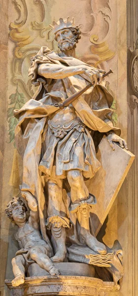Como Italien Mai 2015 Die Geschnitzte Barockstatue König Salomons Der — Stockfoto