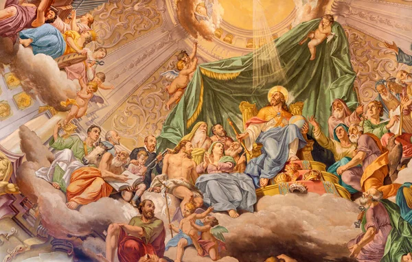 Como Italia Toukokuu 2015 Fresco Glory Christ King Church Santuario — kuvapankkivalokuva