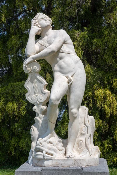 Belaggio Italie Mai 2015 Statue Apollon Dans Les Jardins Villa — Photo