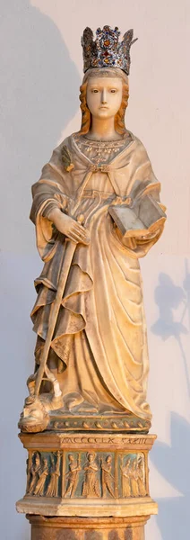 Taormina Italia Abril 2018 Estatua Mármol Virgen María Iglesia Chiesa —  Fotos de Stock