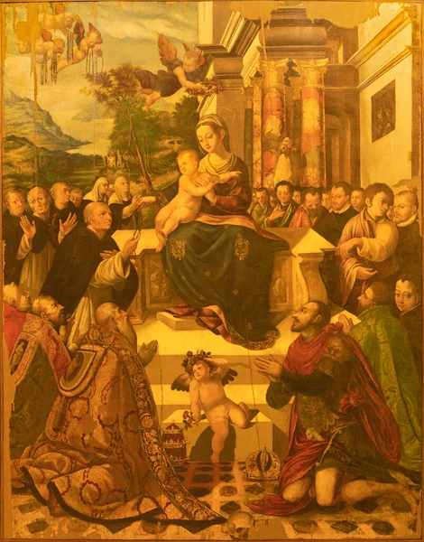 Katanien Italien April 2018 Målningen Madonna Radband Kyrkan Chiesa San — Stockfoto