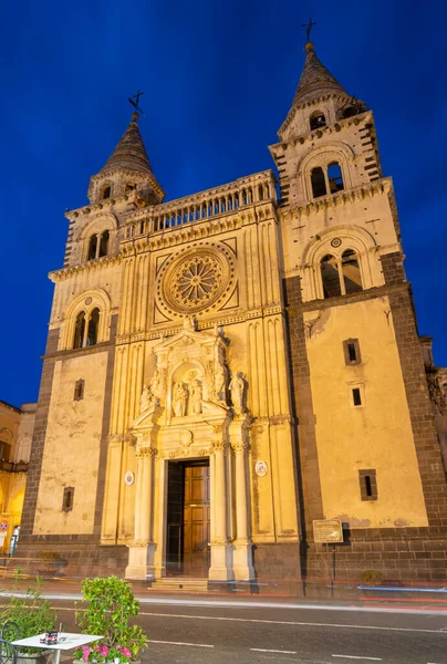 Acireale Duomo Maria Santissima Annunziata Сутінках — стокове фото