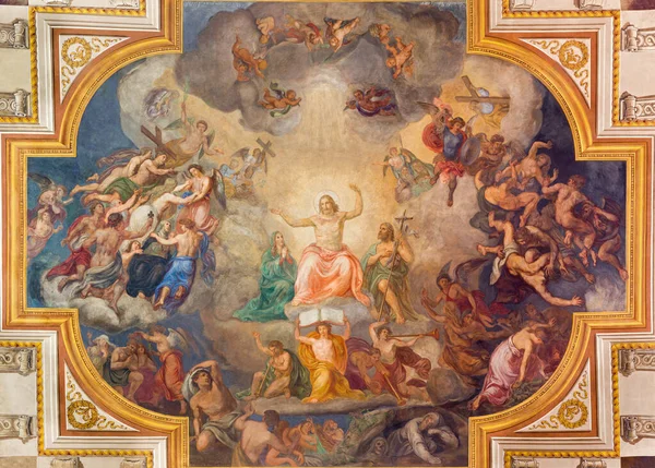 Vienna Austria December 2016 Last Judgment Ceiling Fresco Church Kirche — Stock Photo, Image