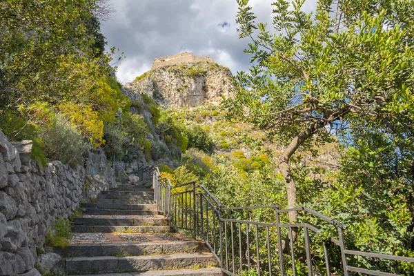 Taormina Cross Way Path Castle Castello Saraceno — Stock Photo, Image