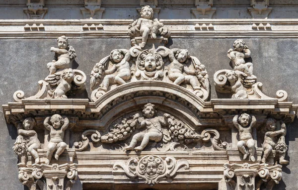 Catania Italy April 2018 Detail Top Part Window Palazzo Biscari — Stock Photo, Image