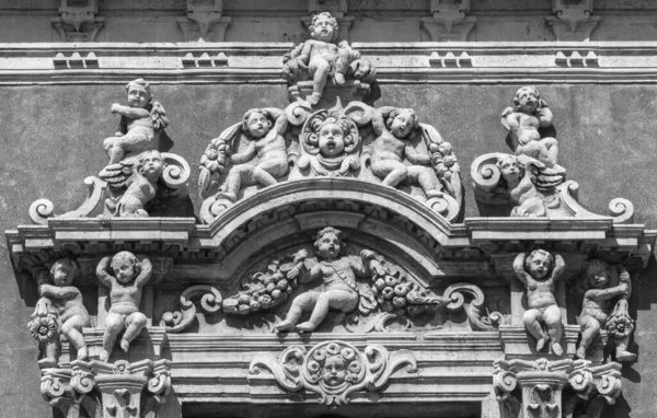 Catania Italy April 2018 Detail Top Part Window Palazzo Biscari — Stock Photo, Image