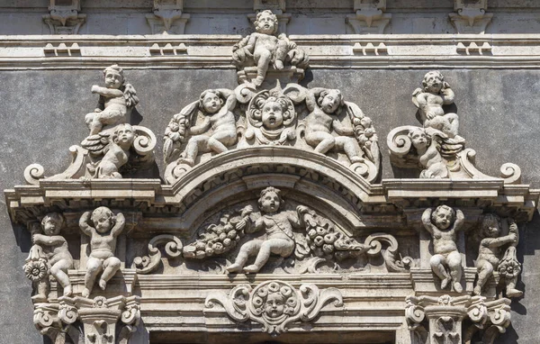 Catania Italy April 2018 Detail Top Part Window Palazzo Biscari Stock Image