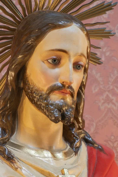 Катания Италия Апреля 2018 Года Резная Статуя Сердца Иисуса Церкви — стоковое фото