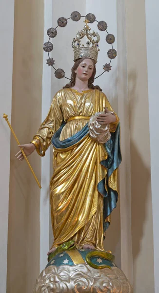 Catania Italy April 2018 Carved Statue Virgin Mary Church Chiesa — Stock Photo, Image