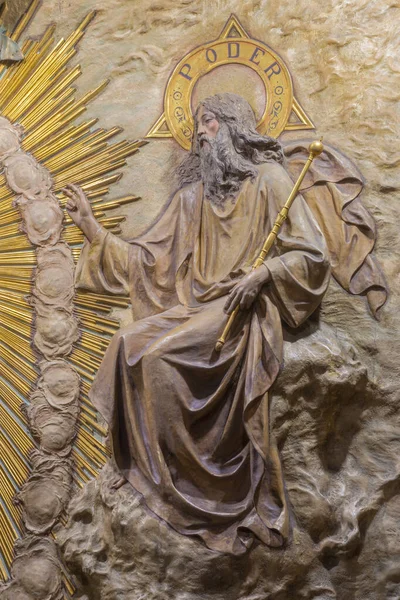 Zaragoza Espagne Mars 2018 Polychome Sculpté Relief Couronnement Vierge Marie — Photo