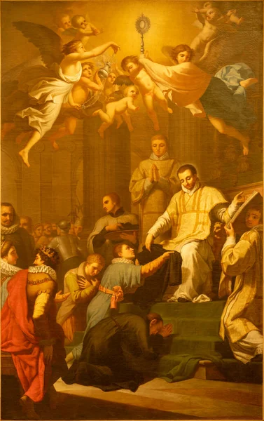 Catania Italia Aprilie 2018 Pictura Sfântului Francisc Caracciolo Fondarea Ordinului — Fotografie, imagine de stoc