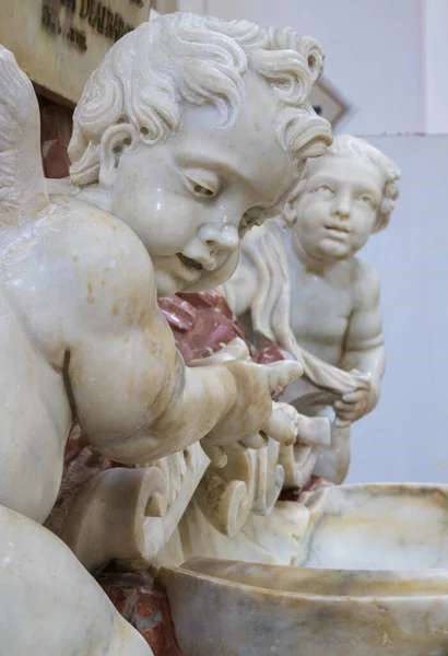 Katania Włochy Kwiecień 2018 Szczegóły Dotyczące Aniołów Barokowego Marmuru Chiesa — Zdjęcie stockowe