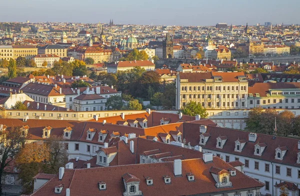 Prague Ville Avec Pont Charles Vieille Ville Dans Lumière Soir — Photo