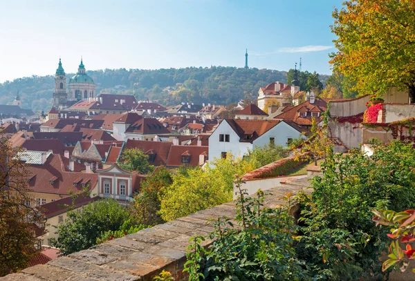Prague Panorama Depuis Les Jardins Sous Château Jusqu Église Mala — Photo