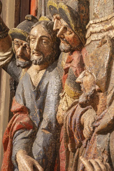 Banska Stiavnica Slovakien Detail Carved Relief Jesus Döms Till Döden — Stockfoto