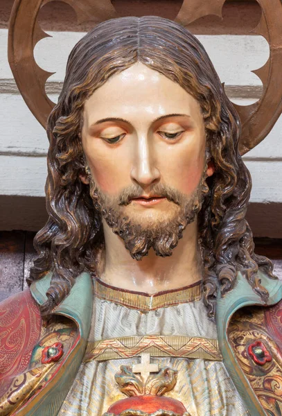 Banska Stiavnica Slovakien Carved Polychrome Statue Heart Jesus Christ Parish — Stockfoto