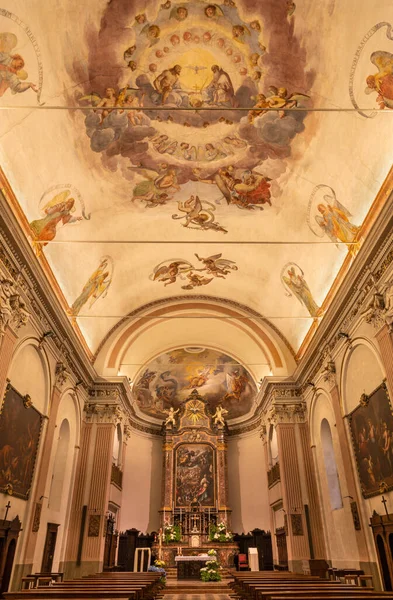 Como Italy May 2015 Ceiling Fresco Holy Trinity Church Chiesa — Stock Photo, Image