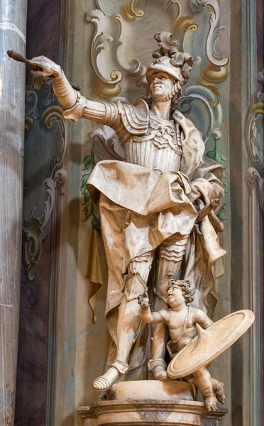 Como Italy May 2015 Carved Baroque Statue Joshua Church Santuario — 图库照片