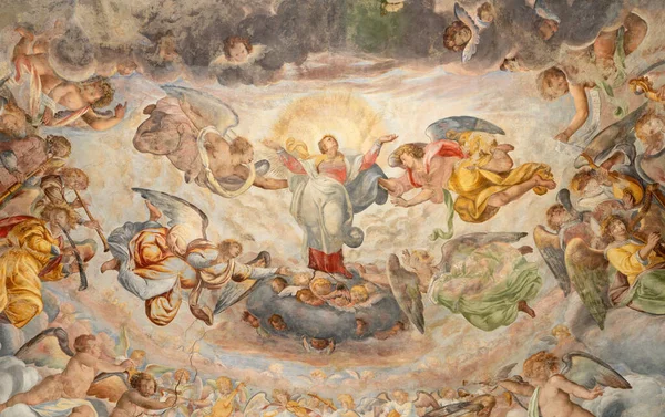 Como Italy May 2015 Fresco Assumption Virgin Mary Church Basilica — стокове фото