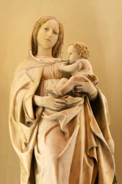 CATANIA, İtalya - 7 Nisan 2018: Antonello Gagini 'nin Chiesa di San Domenico kilisesindeki mermer heykel).