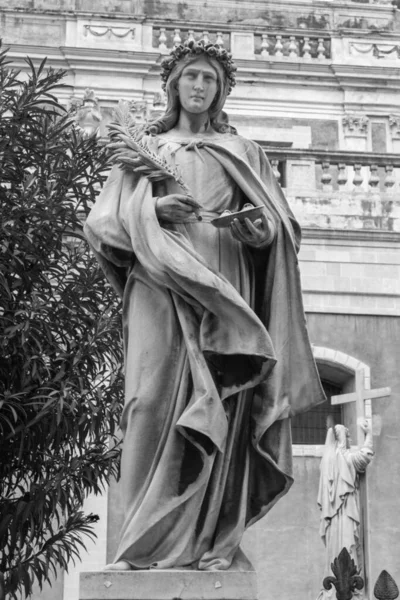 Catânia Itália Abril 2018 Estátua Santa Rosália Frente Basílica Sant — Fotografia de Stock
