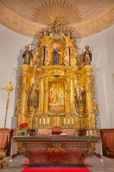 Palma Mallorca Espagne Janvier 2019 Autel Polychrome Sculpté Dans Église — Photo