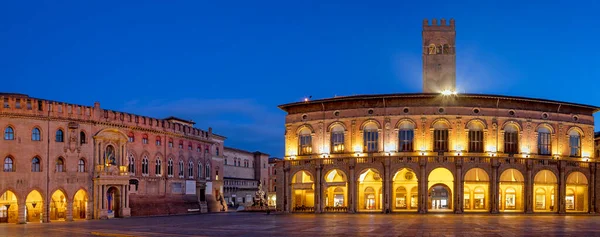 Bologna Palazzo Comunale Palazzo Del Podesta Piazza Maggiore Square Morning — Stock Photo, Image