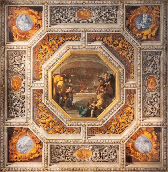 Ferrara Itálie Června 2020 Malba Stropě Eucharistický Zázrak Roku 1171 — Stock fotografie