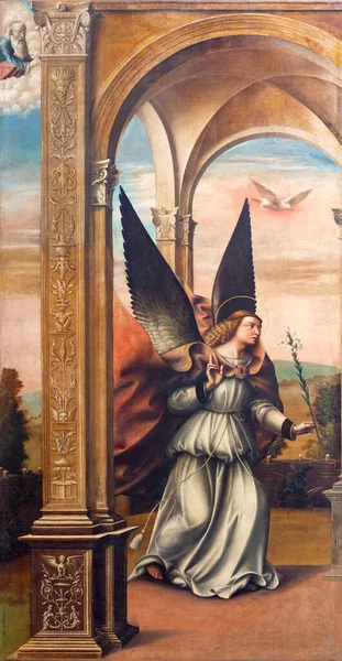 Ferrara Italy January 2020 Painting Archangel Gabriel Annunciation Church Chiesa — Stock Photo, Image