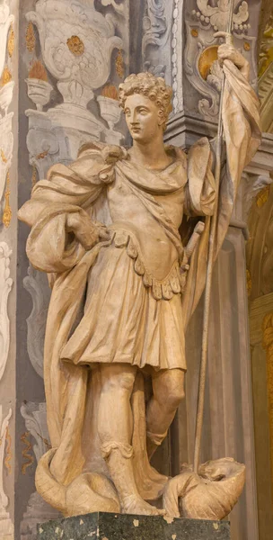 费拉拉 意大利 2020年1月30日 弗朗西斯科 卡塞拉 Francesco Casella 圣乔治教堂中的圣乔治雕像 Basilica San — 图库照片