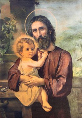 RAVENNA, İtalya - 28 Ocak 2020: 20 'den itibaren Chiesa di Santa Maria del Porto kilisesinde Aziz Joseph' in tablosu..