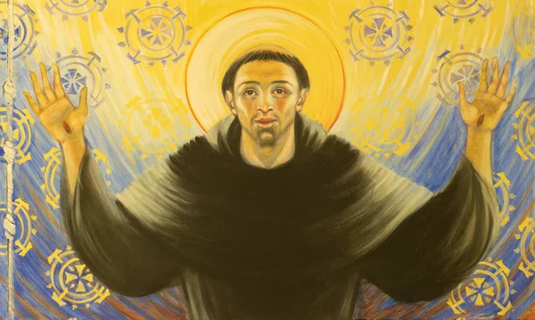 Ravenna Italy January 2020 Modern Painting Francis Assisi Church Basilica 图库图片