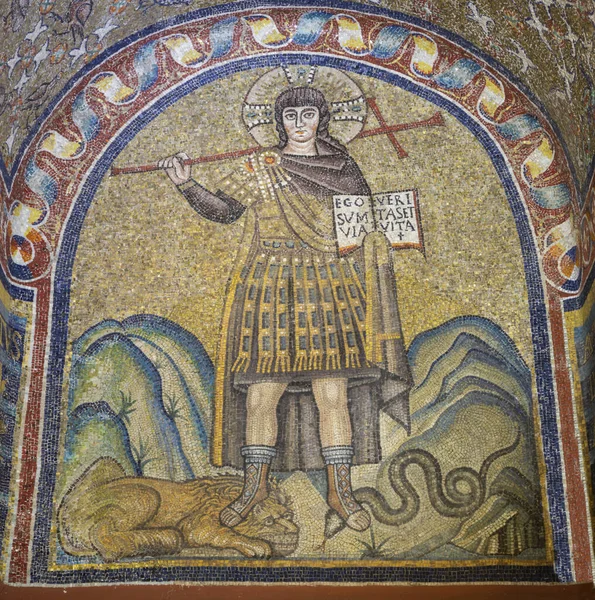 Ravenna Italy January 2020 Early Christian Mosaic Jesus Victor Teacher — Stock Photo, Image